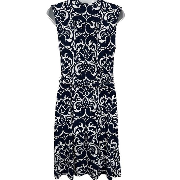 INC International Concepts Navy White Sleeveless Scoop Neck Jersey Knit Dress M - Picture 14 of 16